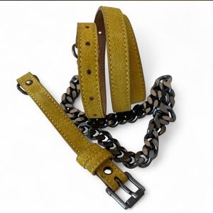 BELSTAFF - Mustard Suede Chain Belt with chain detail
